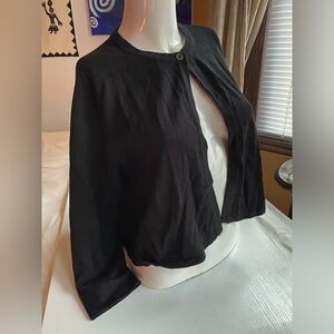 Isaac Mizrahi Black Cropped One-Button Cardigan Open Front Sweater Sz Small